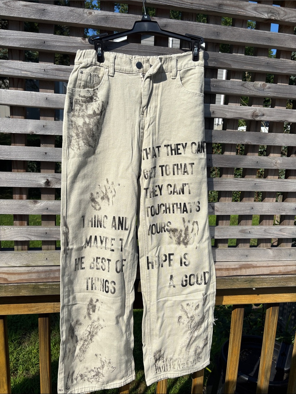 Tony Hawk Beige Cargo Pants with Black Stenciled Graphic